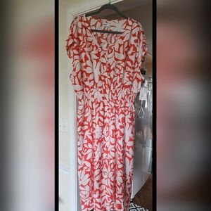 Sonoma Red Midi Sundress Sleeveless Casual, 2X with pockets and stretch NWT